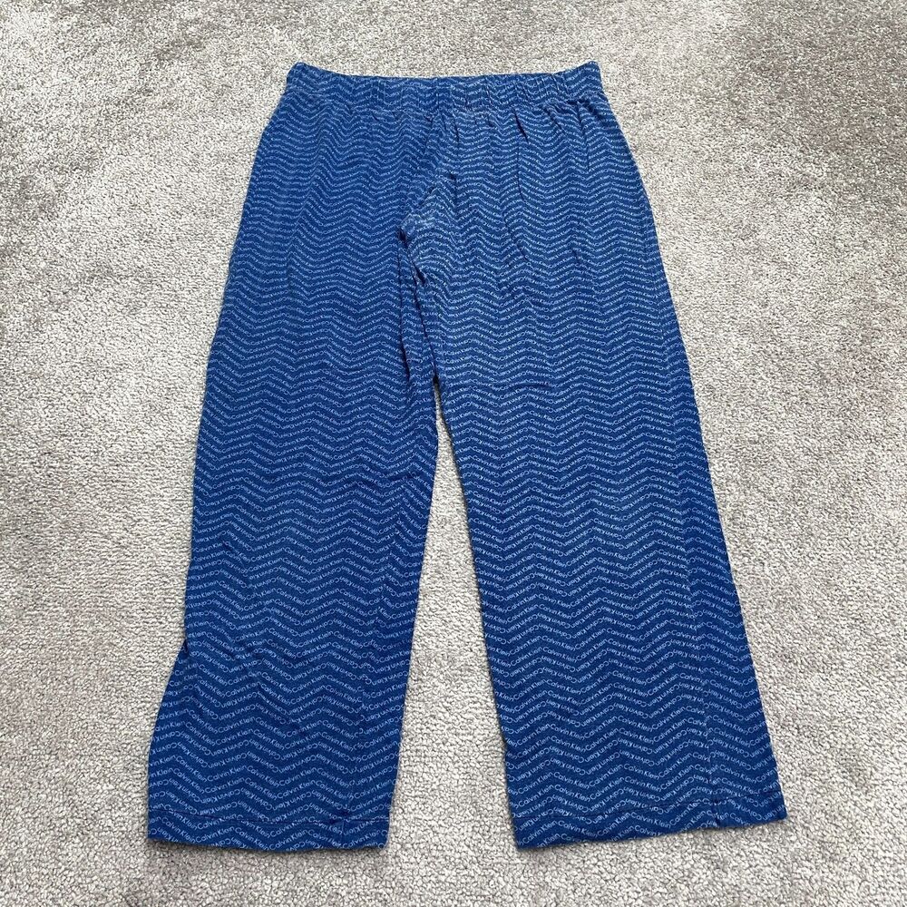 Calvin Klein Printed Pajama Pants Womens XS Blue Elastic Straight Leg Sleepwear